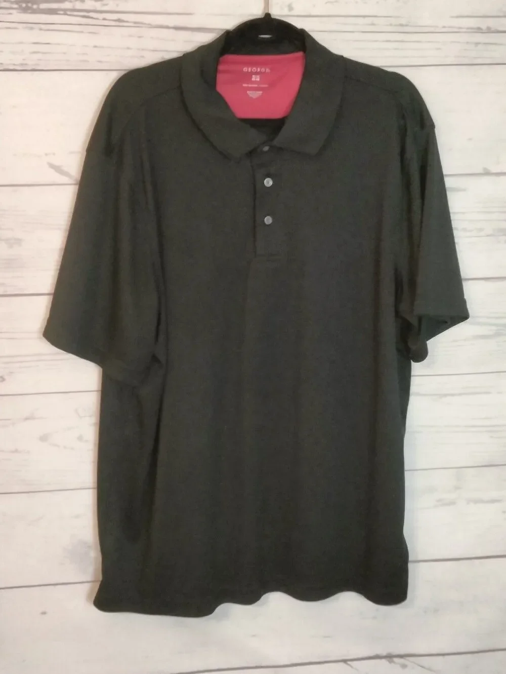 George Men's Black Polo with Contrasting Red Neck